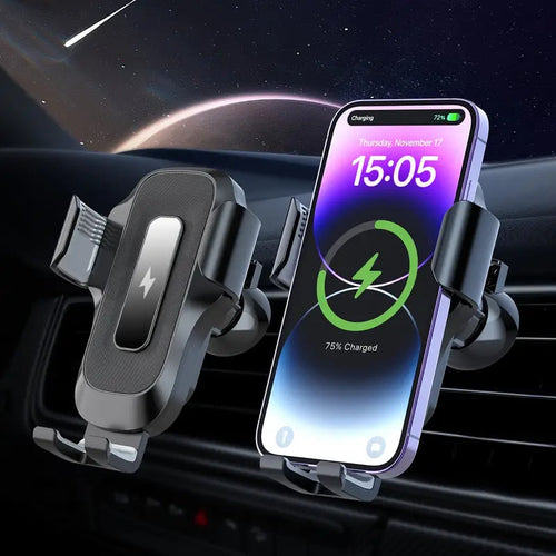 CARICABATTERIE AUTO WIRELESS 15W – TECNOLOGIA A INDUZIONE + FISSAGGIO AUTOMATICO 🚗📱