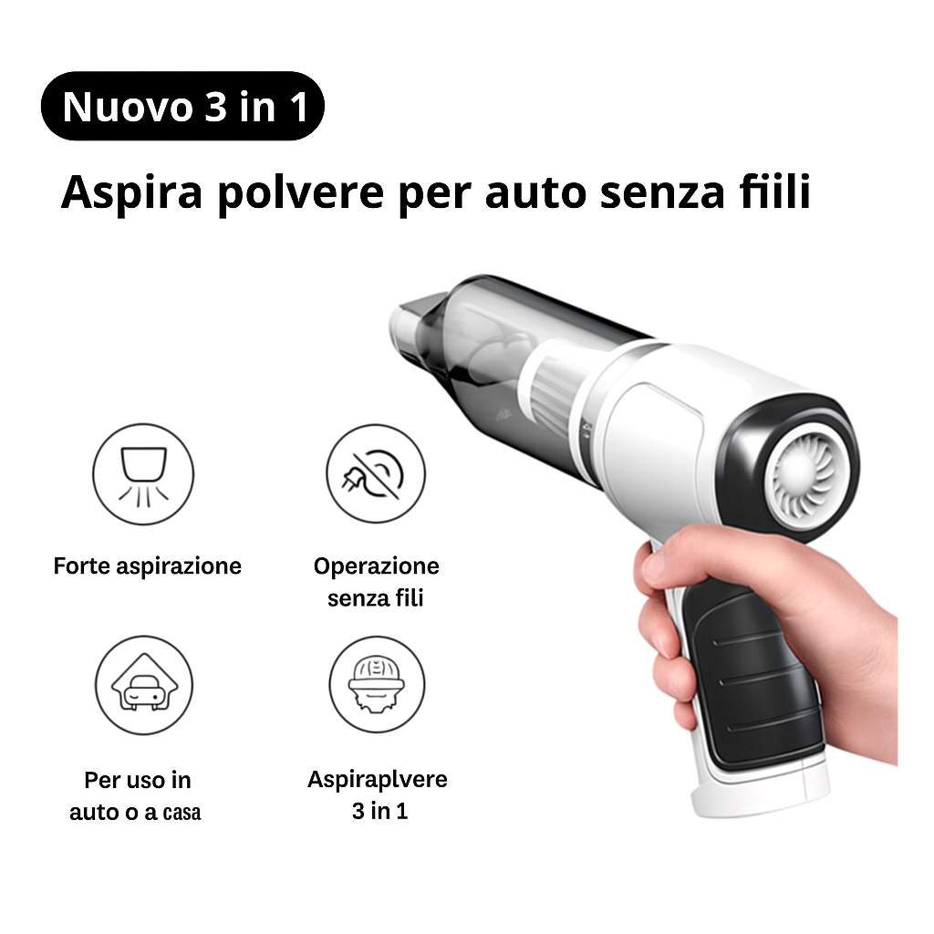 Aspirapolvere portatile + 3 regali esclusivi + spedizione gratuita fino alle 23:59