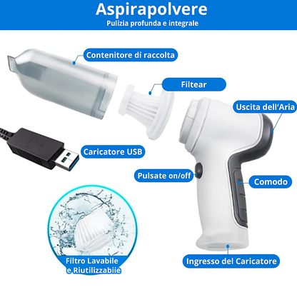 Aspirapolvere portatile + 3 regali esclusivi + spedizione gratuita fino alle 23:59